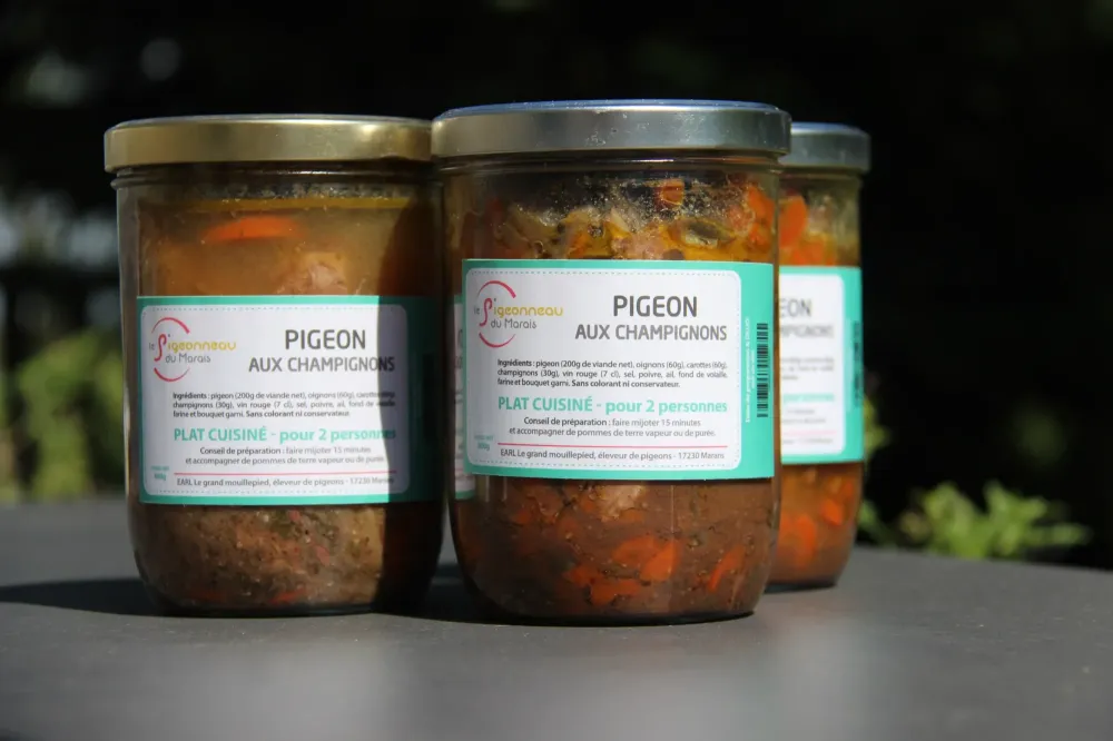 plats cuisinés de pigeon à Marans